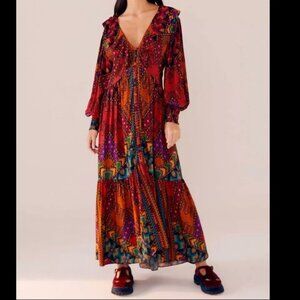 NWT Farm Rio Yawanawa Stripes Ankle Maxi Dress L